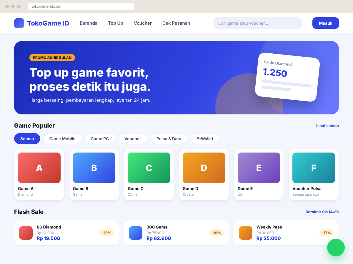 Preview Demo Tema website Topup